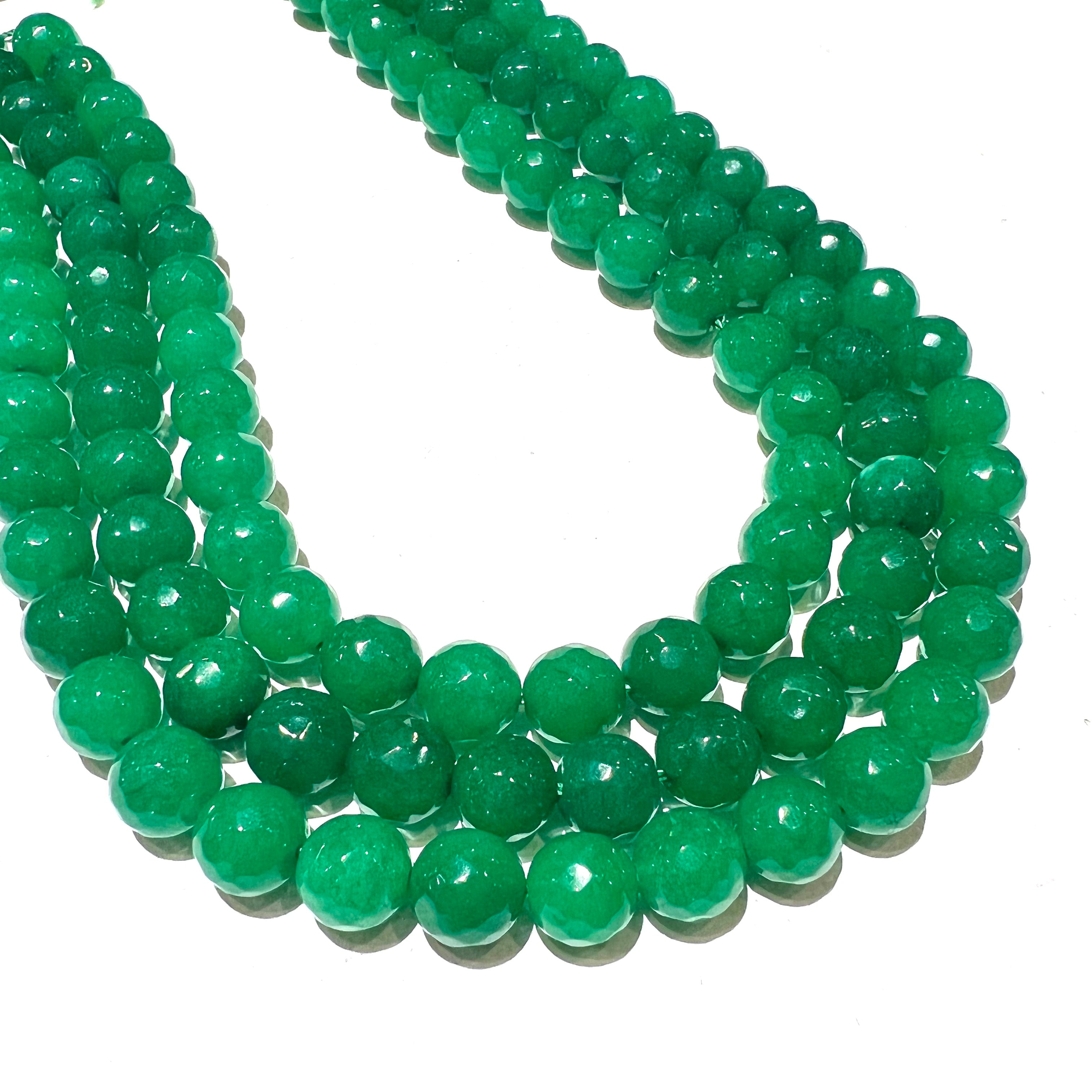Dyed Green Faceted Jade - 8mm