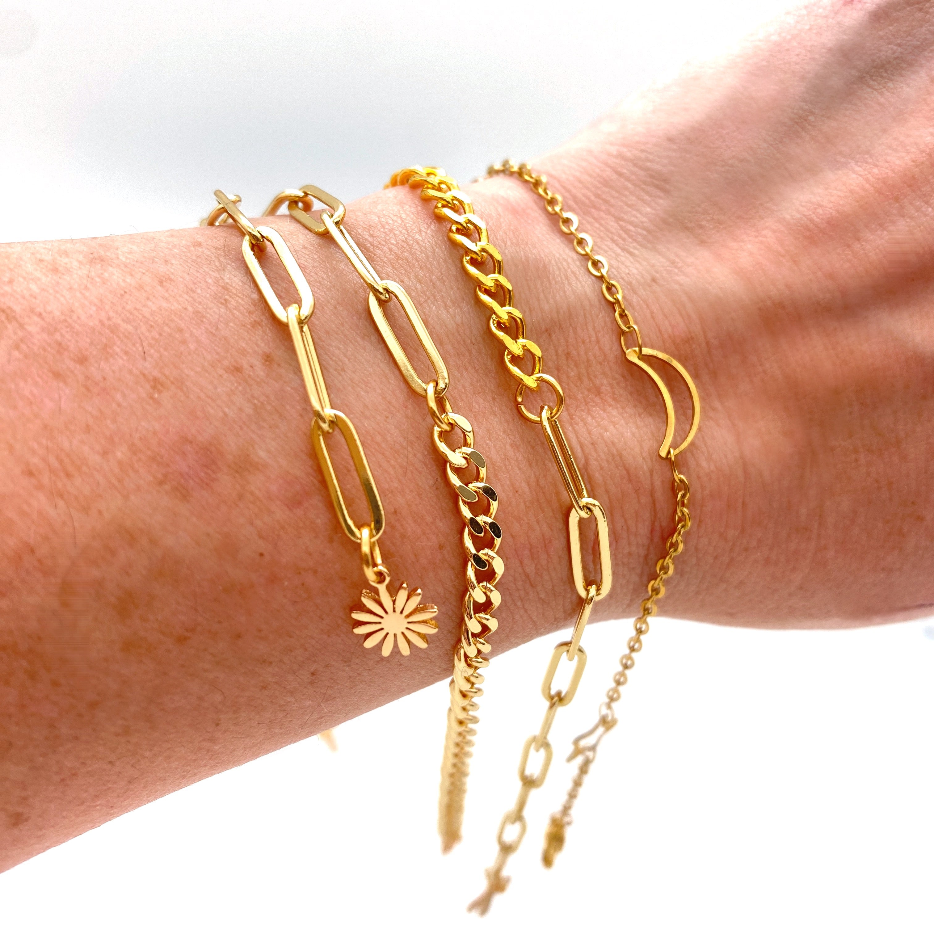 Moon Star Plated Stainless Bracelet