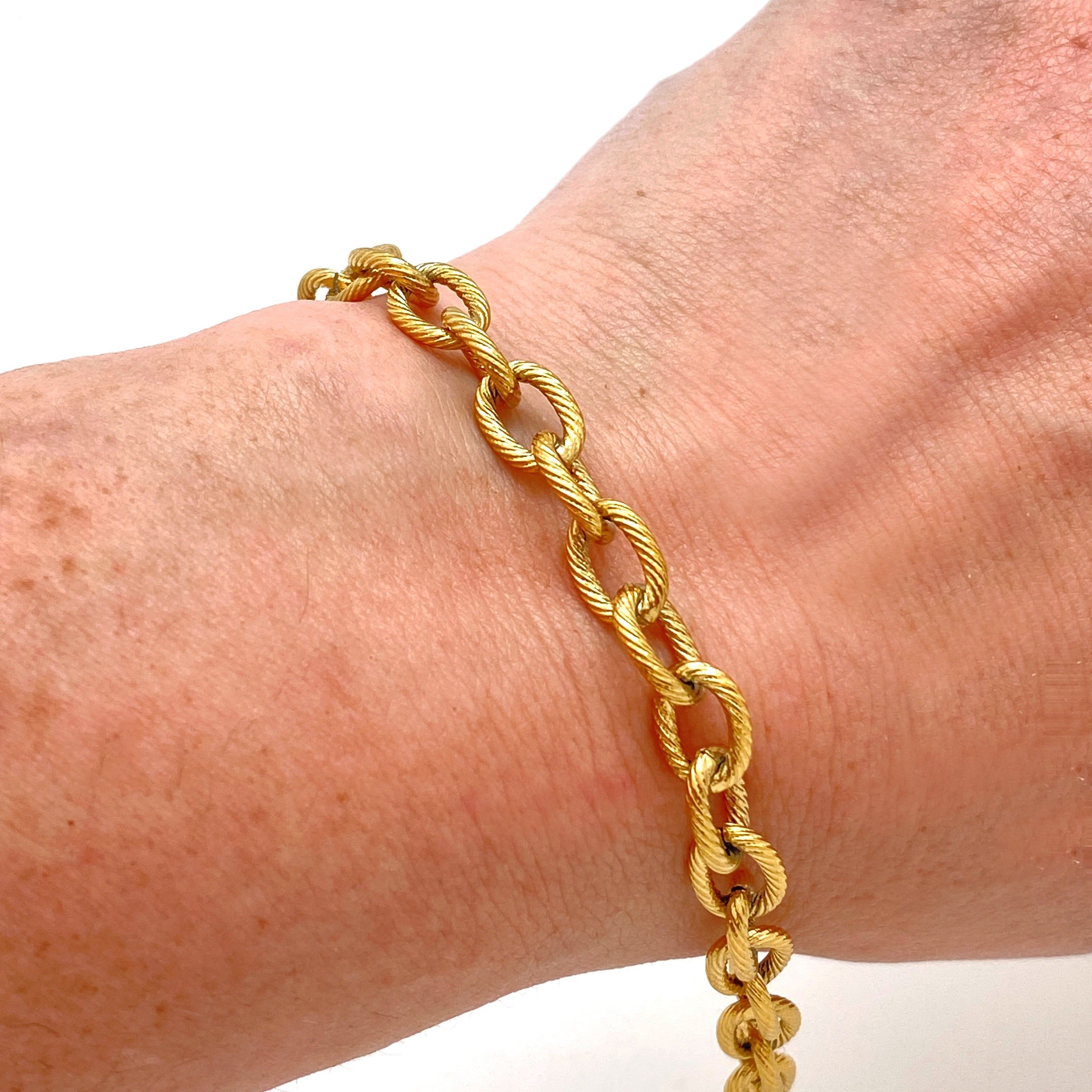 Twisted Chain Bracelet - Plated Stainless - 8.25"