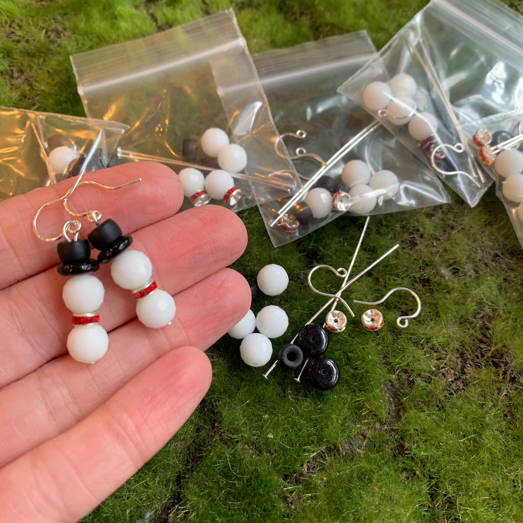 Snowmen Earring Kits and Finished Earrings