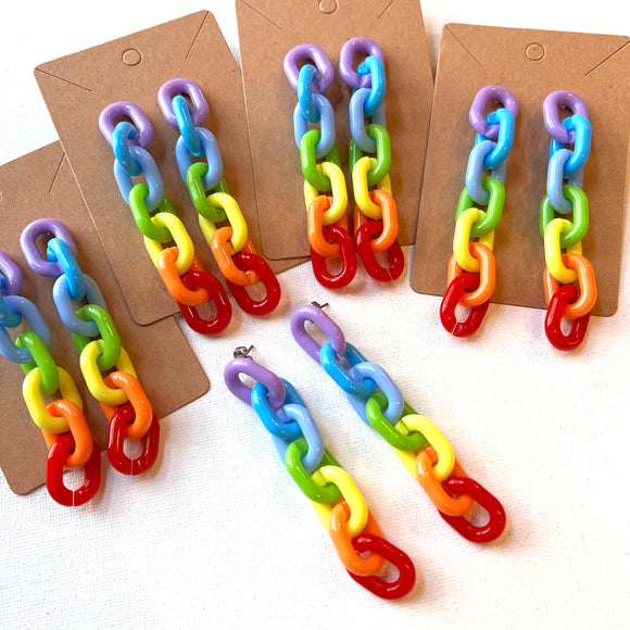 Rainbow Acrylic Link Earrings