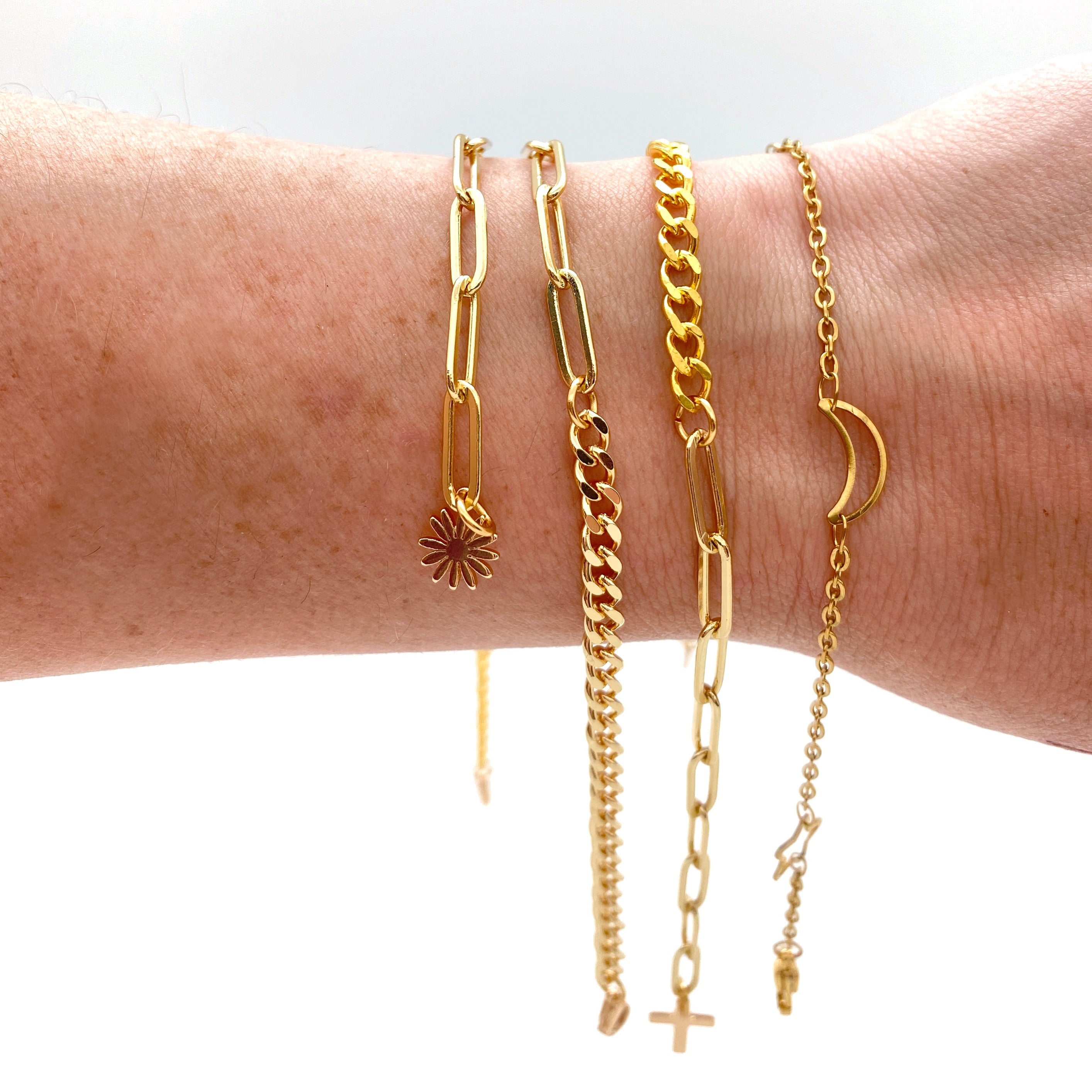 Moon Star Plated Stainless Bracelet