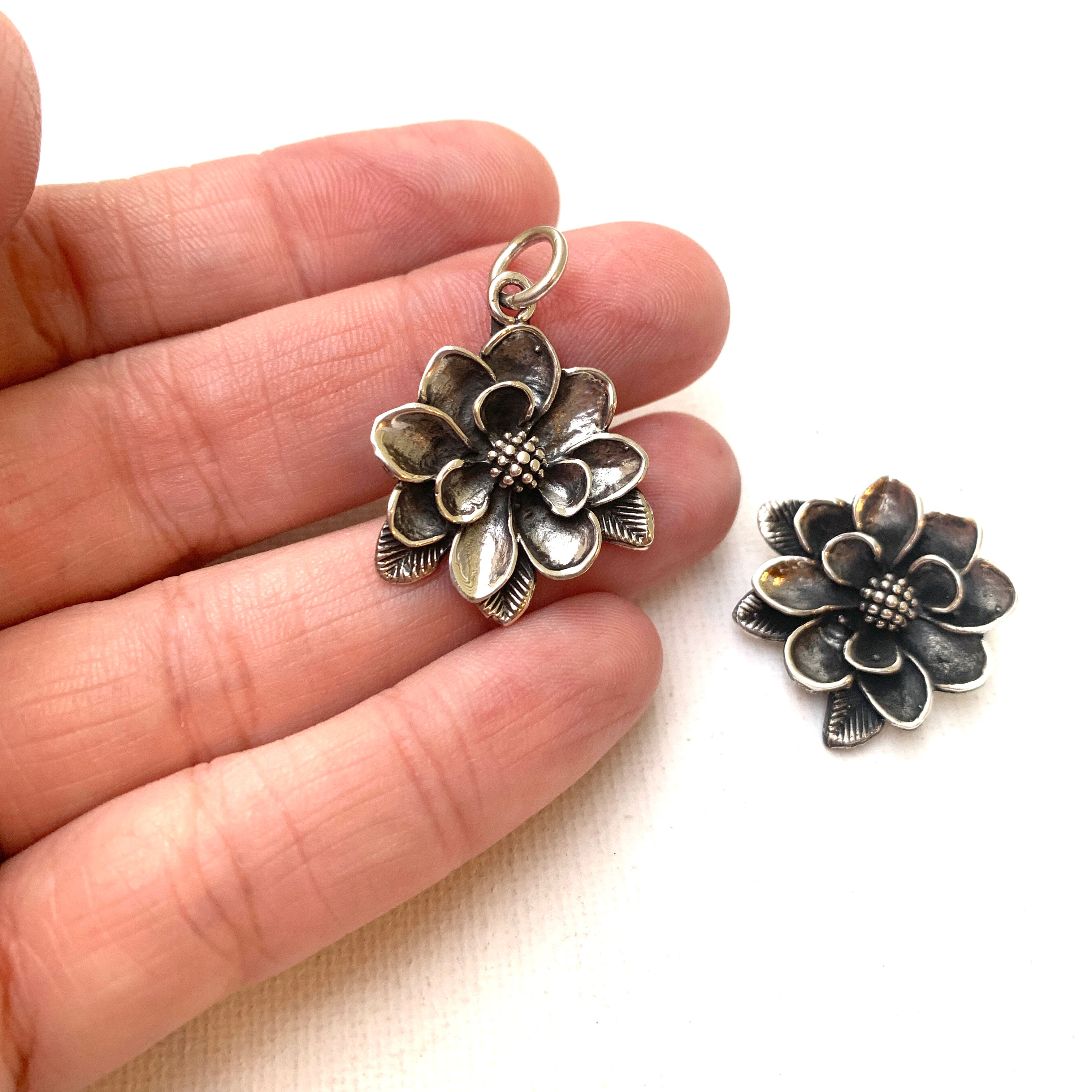 Magnolia Charms, Earrings, and Necklaces - Sterling Silver