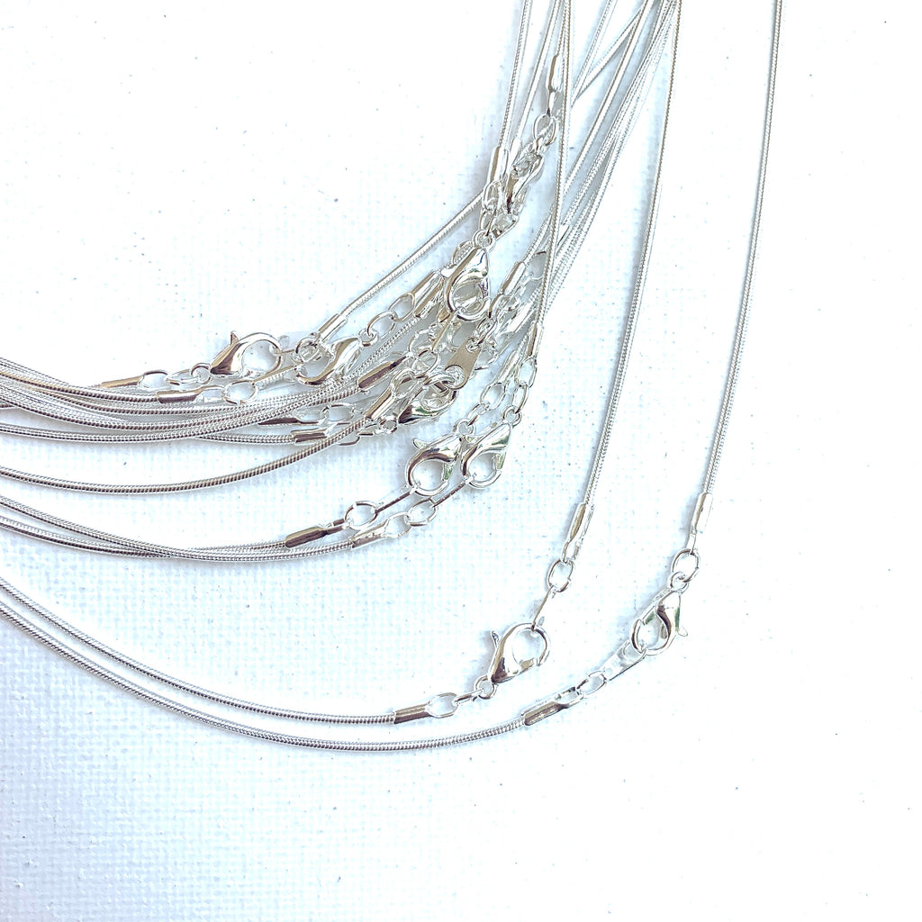 silver plated 18 inch snake chain with small lobster claw clasp 18 inch necklace