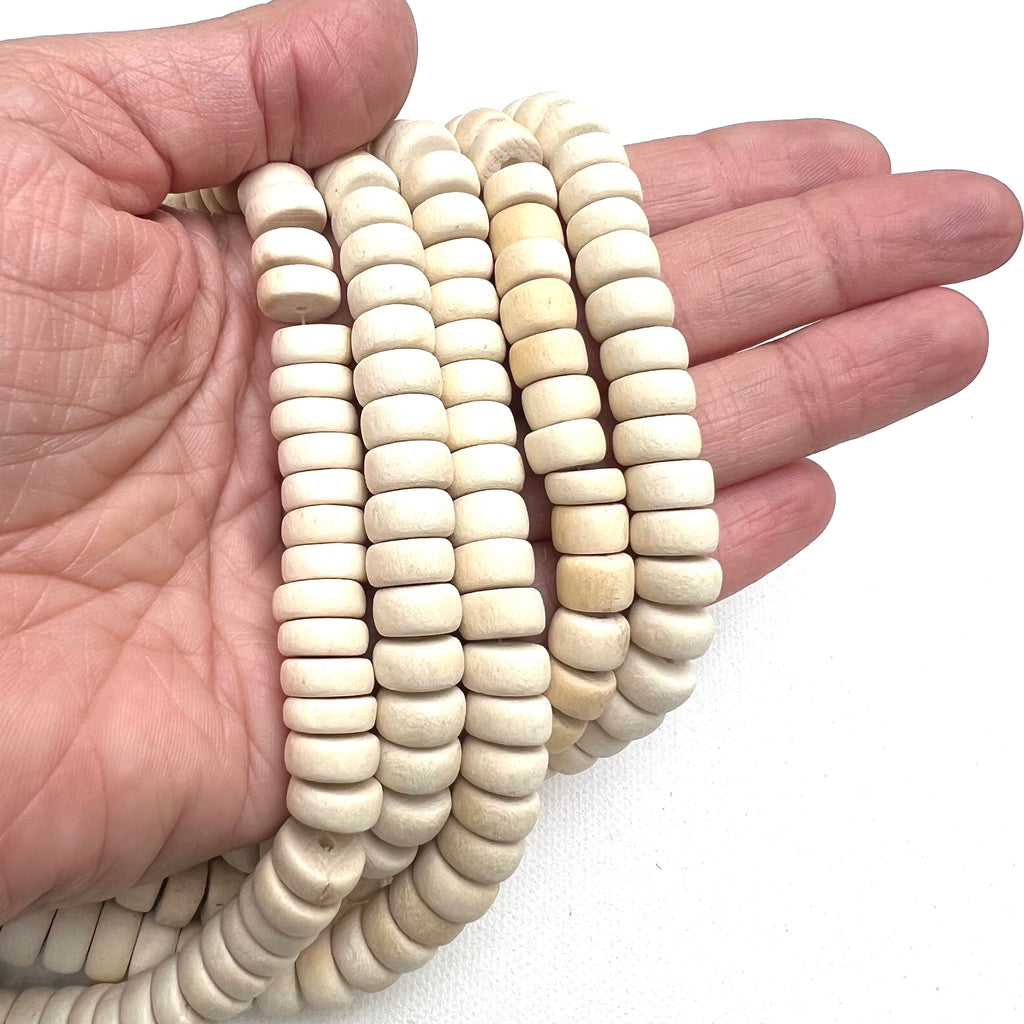 White Wood Rondelles