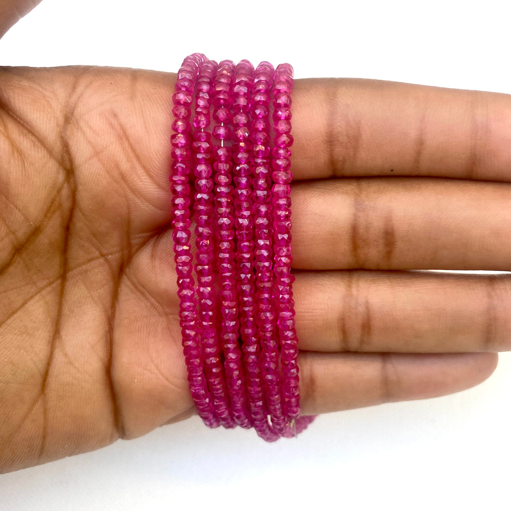 Treated Rubies - Faceted Rondelles