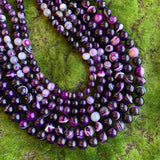 8mm purple striped agate bead strands 10mm purple striped agate bead strands  beading supplies jewelry supplies make your own jewelry 