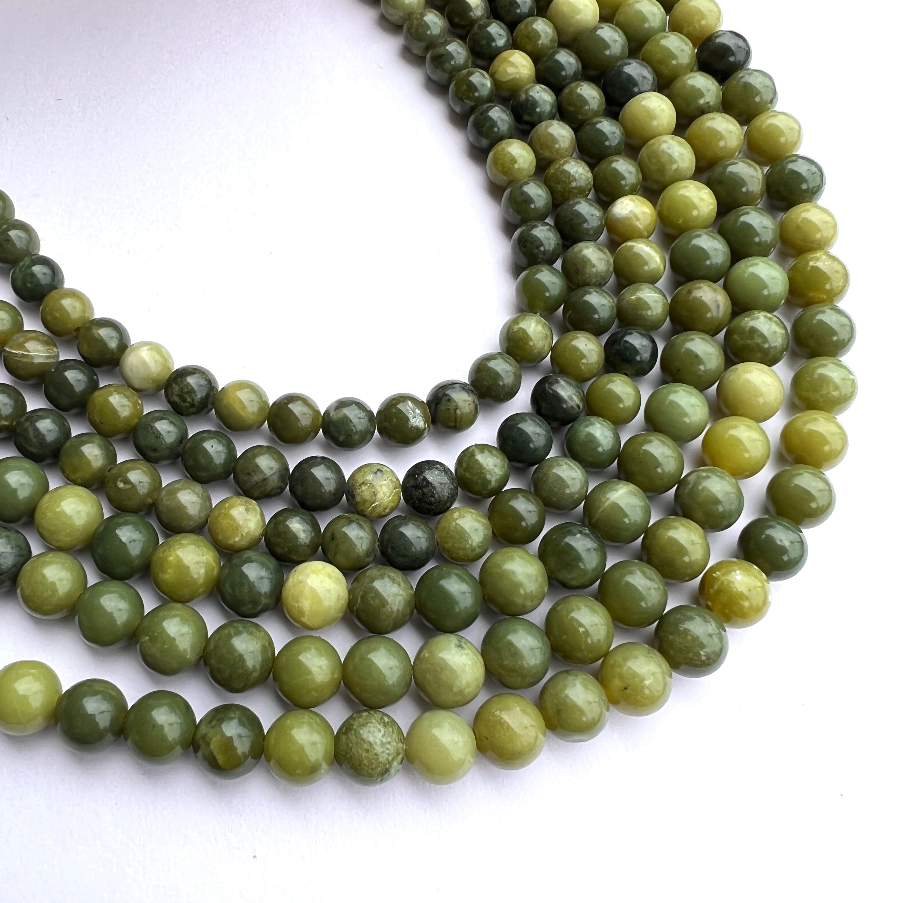 Jade Rounds- Natural Olive Jade