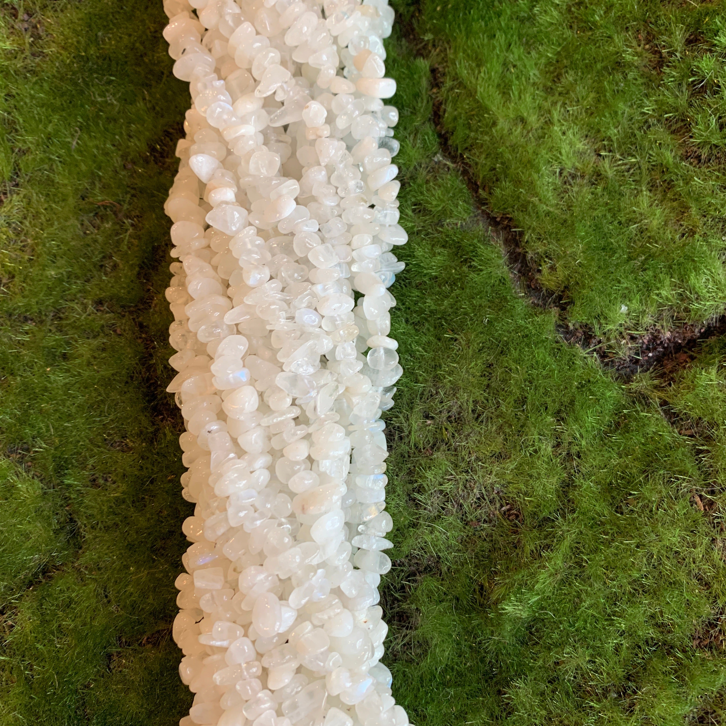 Rainbow Moonstone Chip Strands
