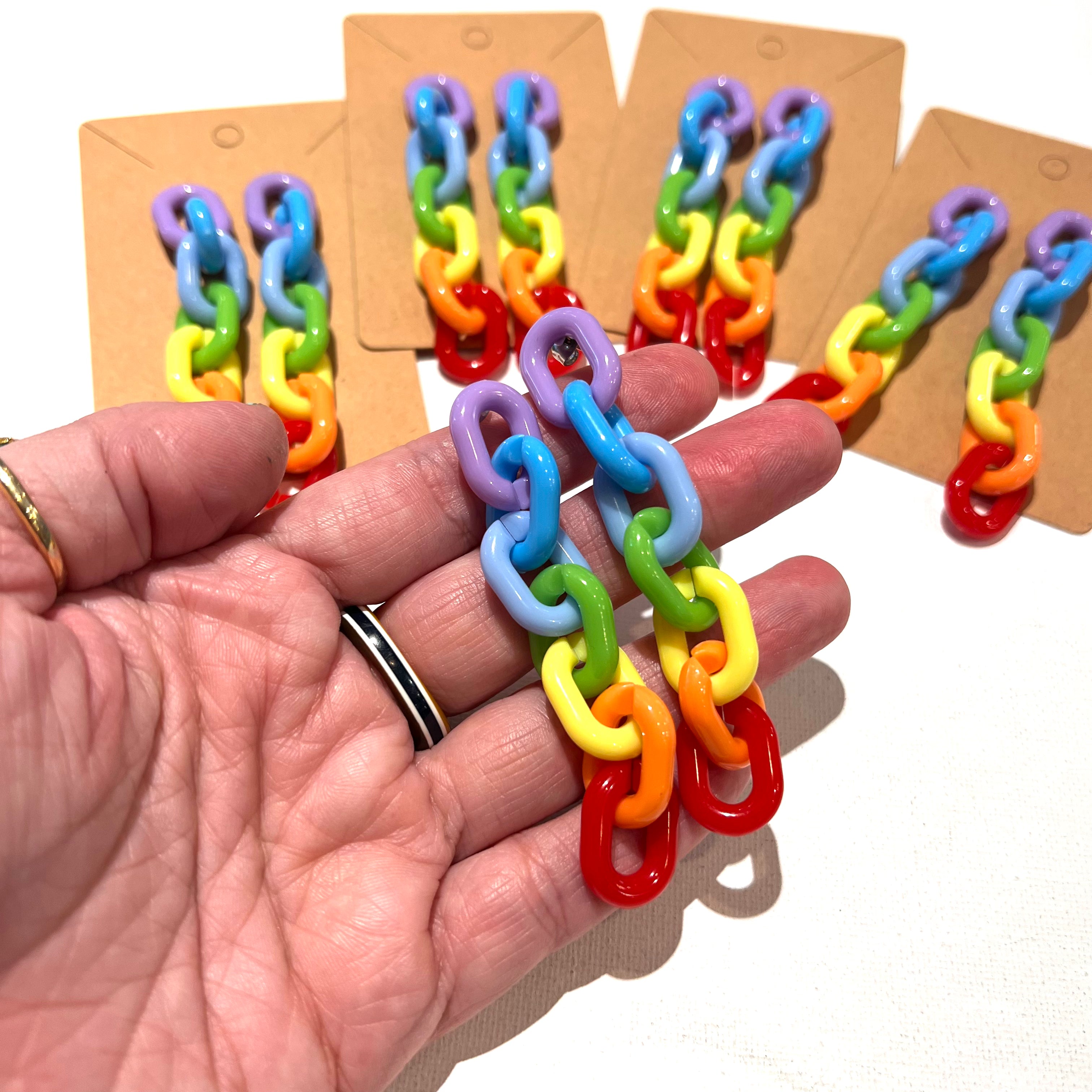 Rainbow Acrylic Link Earrings