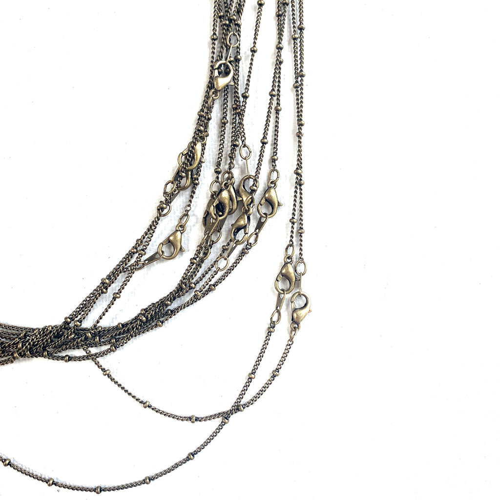 antique brass satellite chain necklace with small lobster claw clasp 16 inch necklace 18 inch necklace 