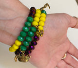 Mardi Gras Stretchy Bracelets: Set of 3