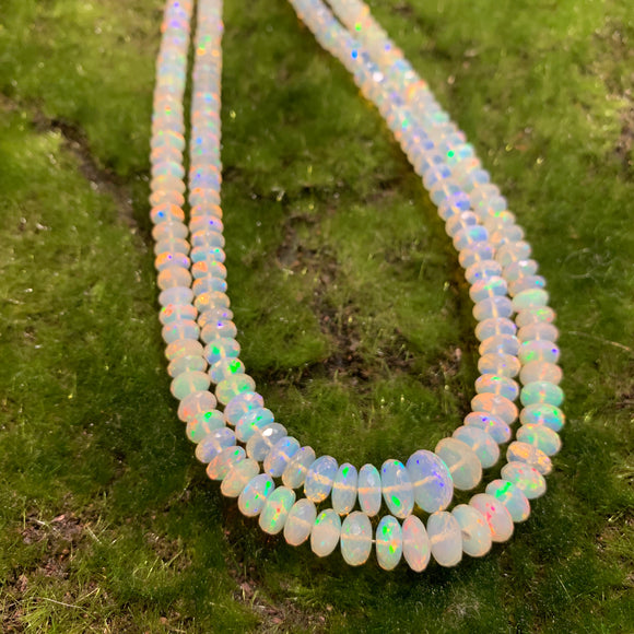 Ethiopian White Opal - Larger Faceted 5-9mm Graduated Full Strands