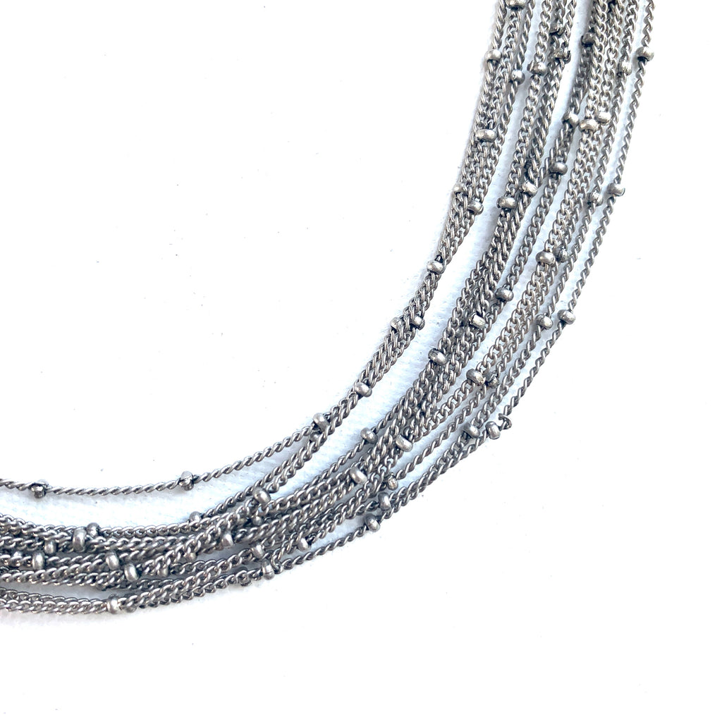 antique silver satellite chain necklace with small lobster claw clasp 16 inch necklace 18 inch necklace 