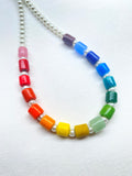 Rainbow Glass Tube Necklace Kit: Faux Pearls