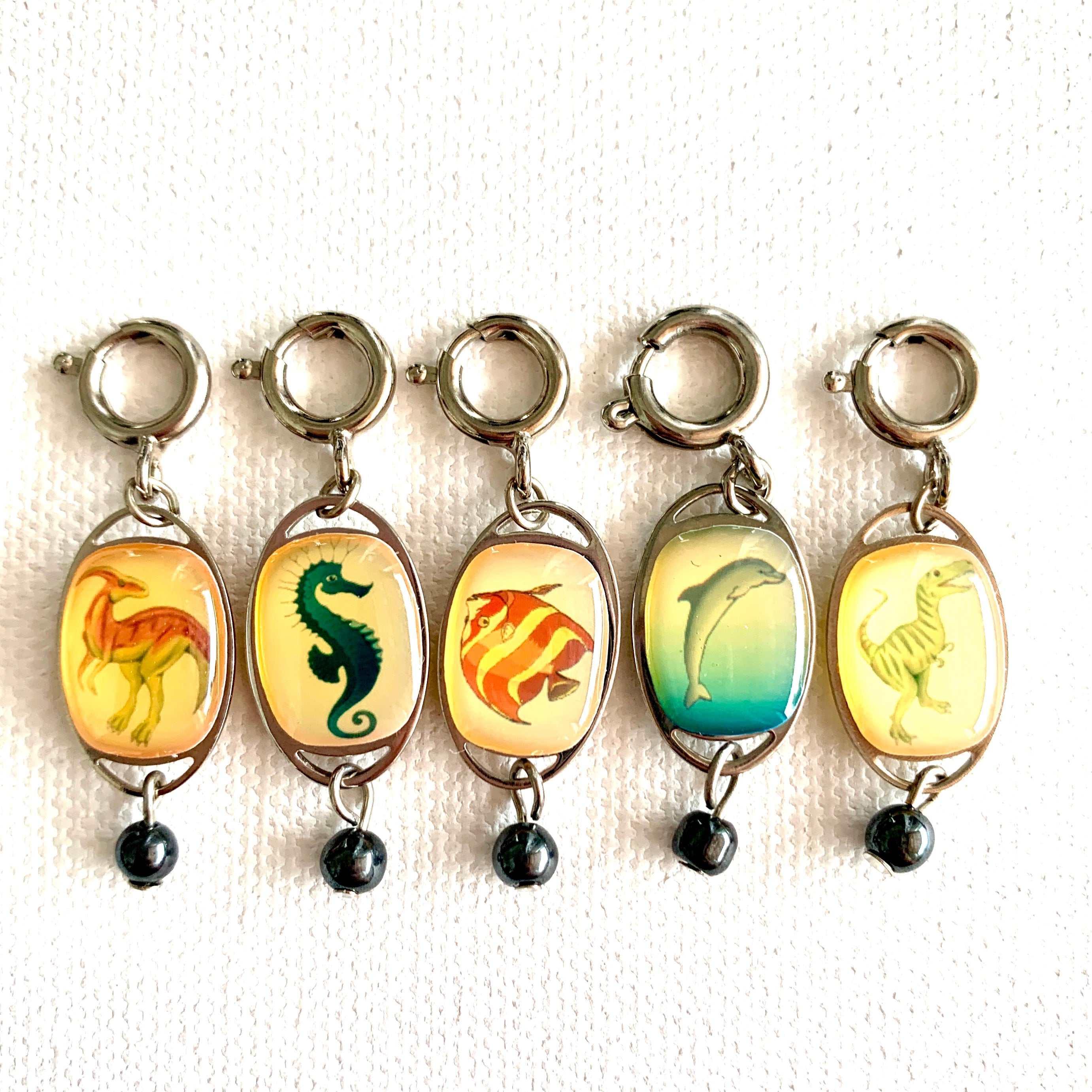 dinosaur charm fish charm seahorse charm dolphin charm vintage charms beading supplies jewelry supplies charm collection