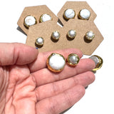Gold-Rimmed Freshwater Pearl Earrings