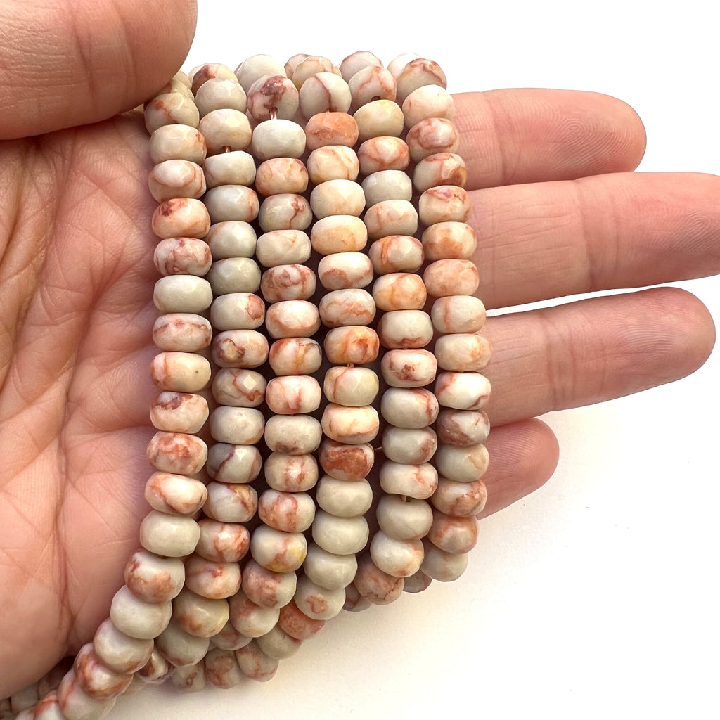 Red Veined Jasper - Faceted Rondelles