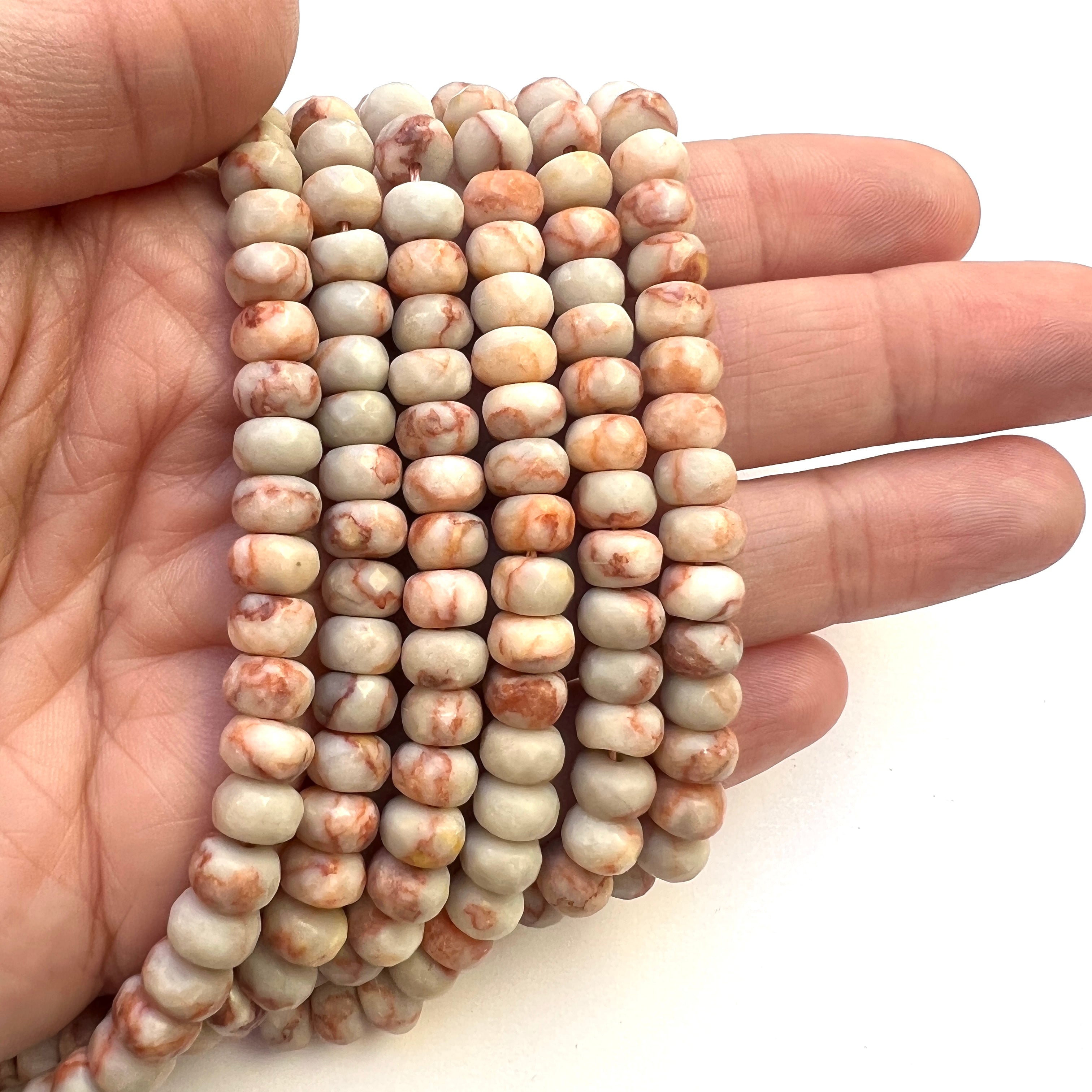 Red Veined Jasper - Faceted Rondelles