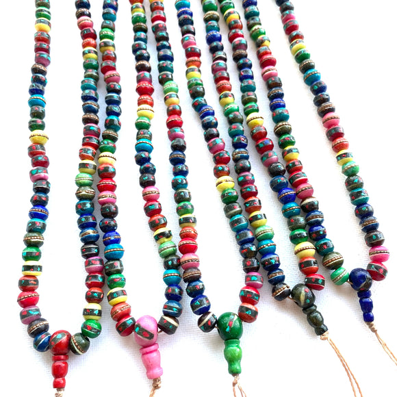 Rainbow Laquered Bead Malas