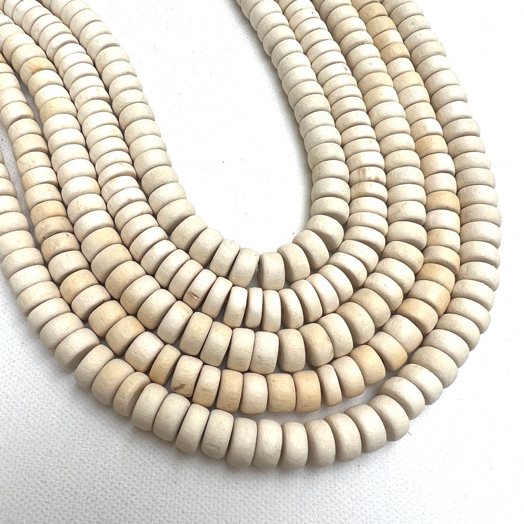 White Wood Rondelles