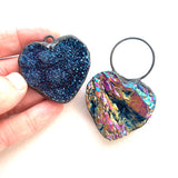 electroplated druzy heart pendant handmade pendant stone pendant 