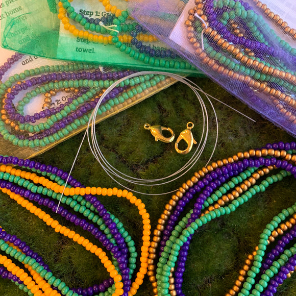 Mardi Gras Seed Bead Necklace Kits