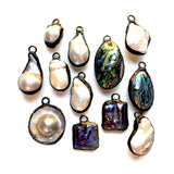 freshwater pearl charm freshwater pearl pendant abalone pendant handmade pendant handmade charm handmade jewelry