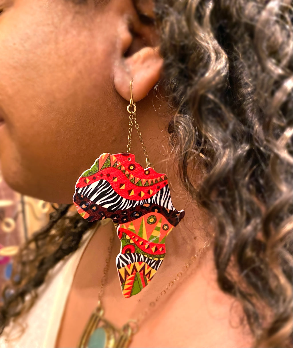 wooden shapes printed wooden shapes Africa outline of Africa beading supplies jewelry supplies