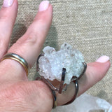 clear quartz point cluster ring with adjustable band