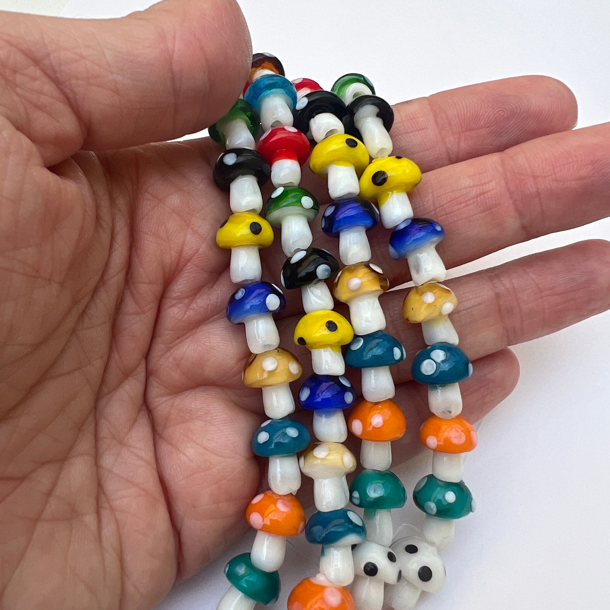 Hand Blown Glass Mushroom Beads