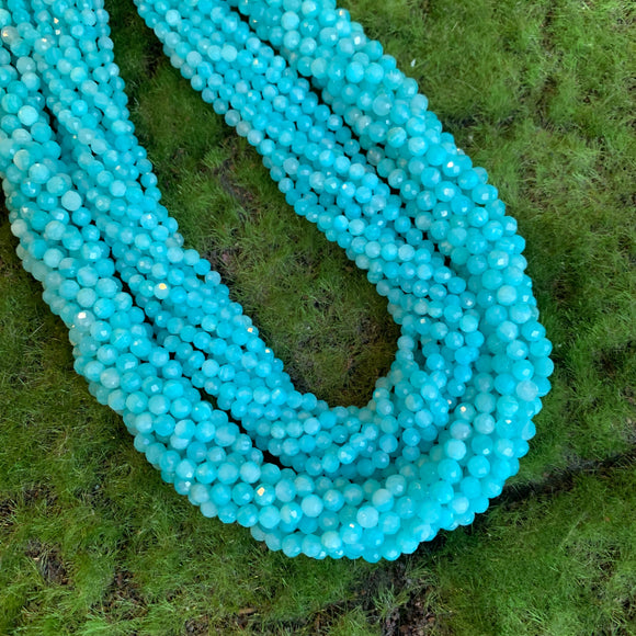 3mm faceted round blue Amazonite bead strands 4mm faceted round blue Amazonite beads strands