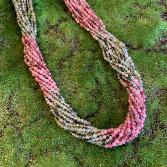 Pink and Green Tourmaline Strands - 3mm Round