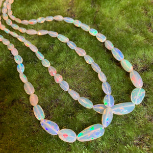 Ethiopian White Opal Faceted Nuggets - Full strands