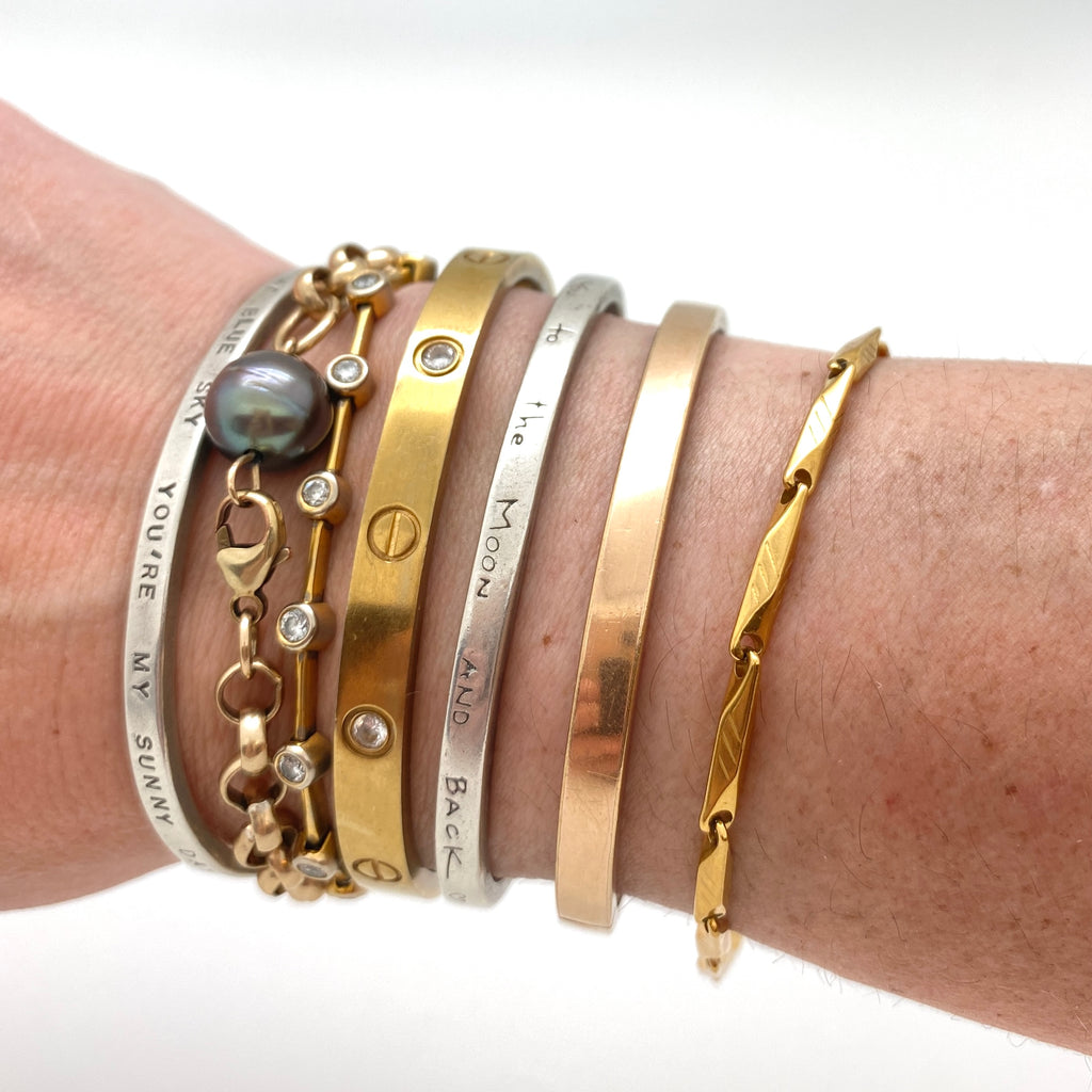 Vintage Bar Style Bracelet - Plated Stainless - 8.5"