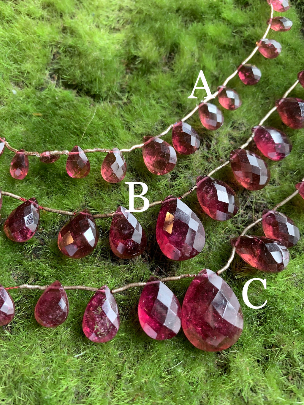 Pink Tourmaline Briolette Strands