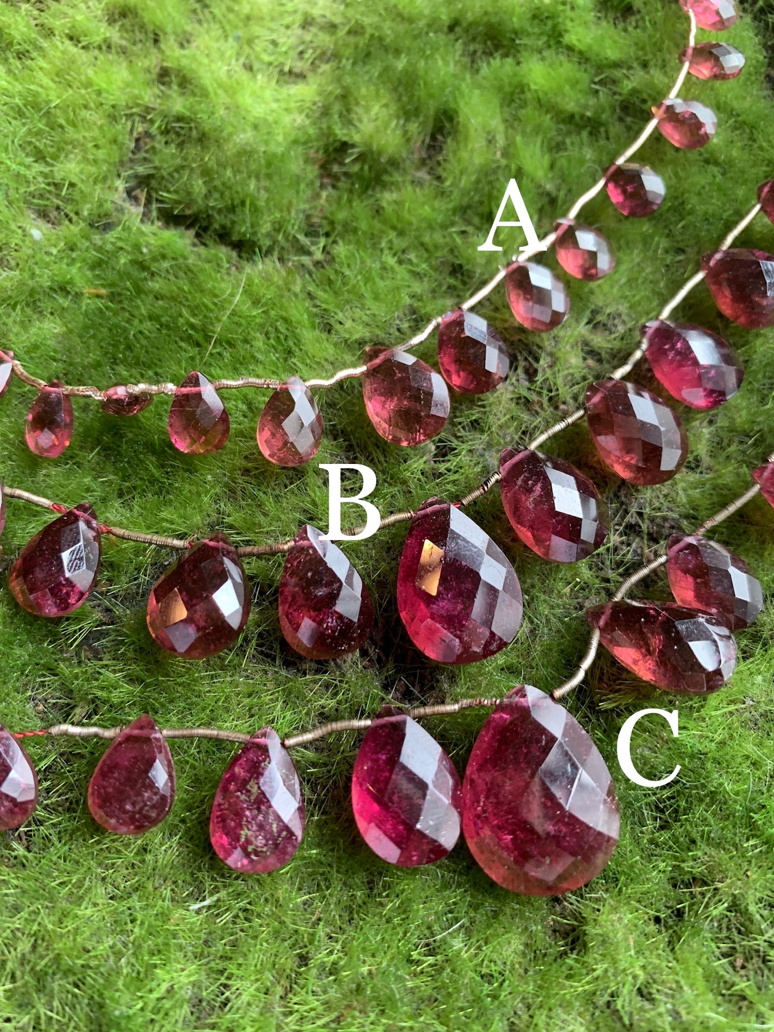 Pink Tourmaline Briolette Strands