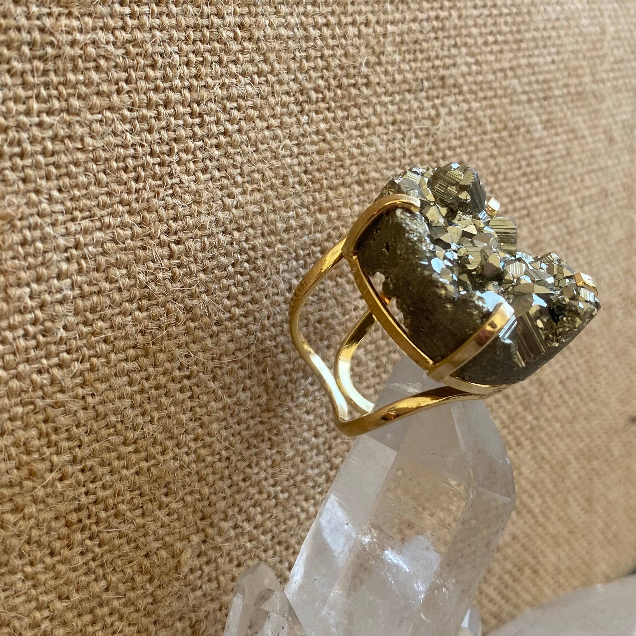 Pyrite Druzy Ring #54