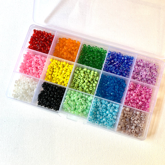 seed beads in a storage box compartment storage colorful beads beading supplies jewelry supplies