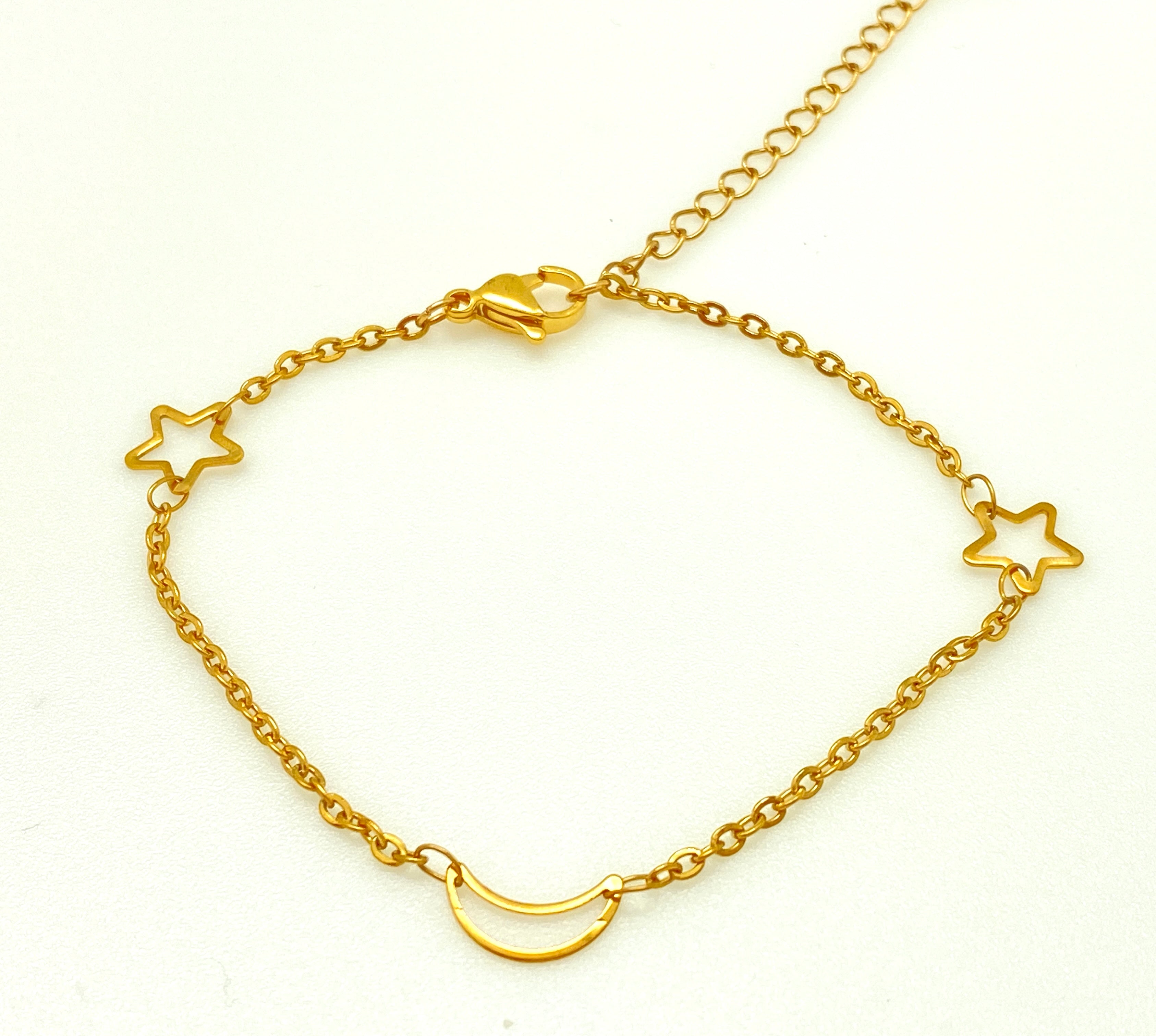 Moon Star Plated Stainless Bracelet