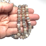 Natural Grey & Peach Moonstone -  Faceted  Rondelles