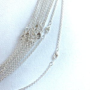 silver plated fine cable chain necklace with small lobster claw clasp 16 inch necklace 18 inch necklace 