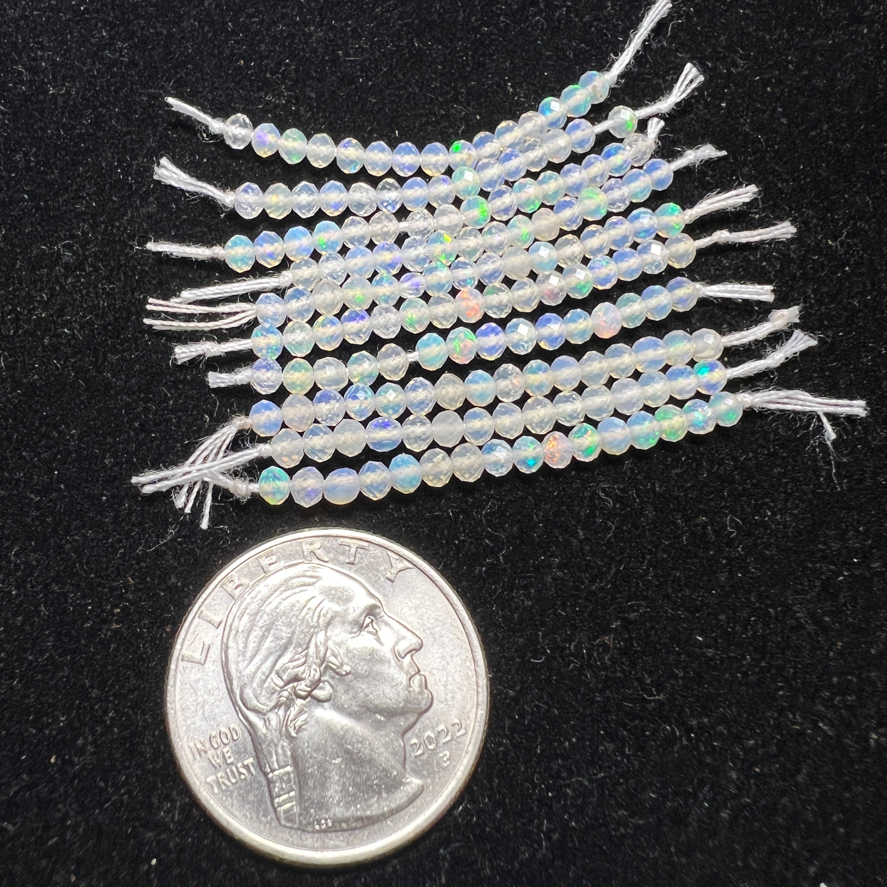 Ethiopian White Opal Faceted Rondelles - 1.5" Strands