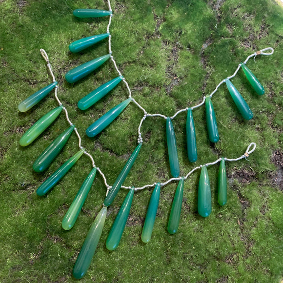 Chalcedony - Dyed Green Smooth Drops