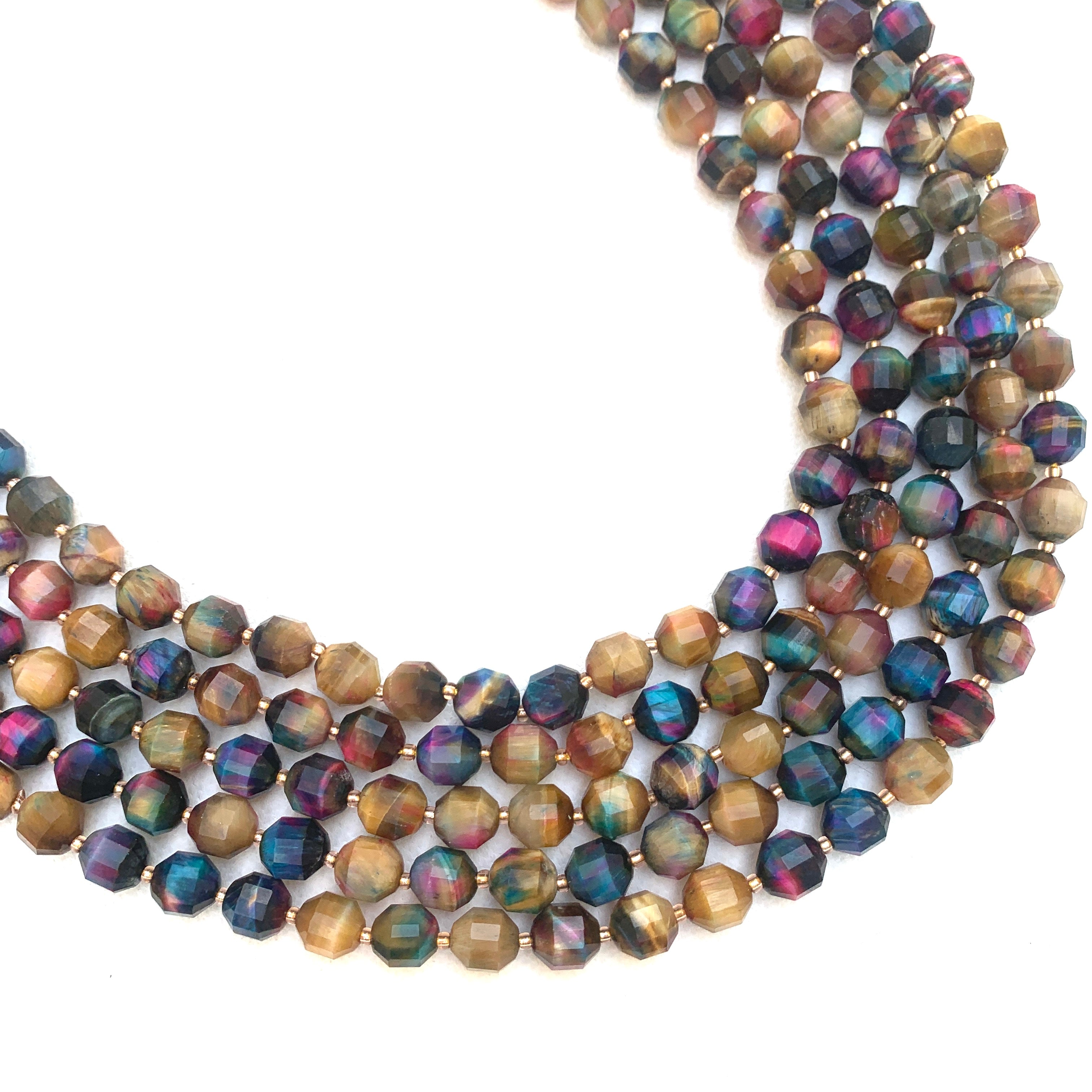 Tiger's Eye Tie Dye Faceted Diamonds