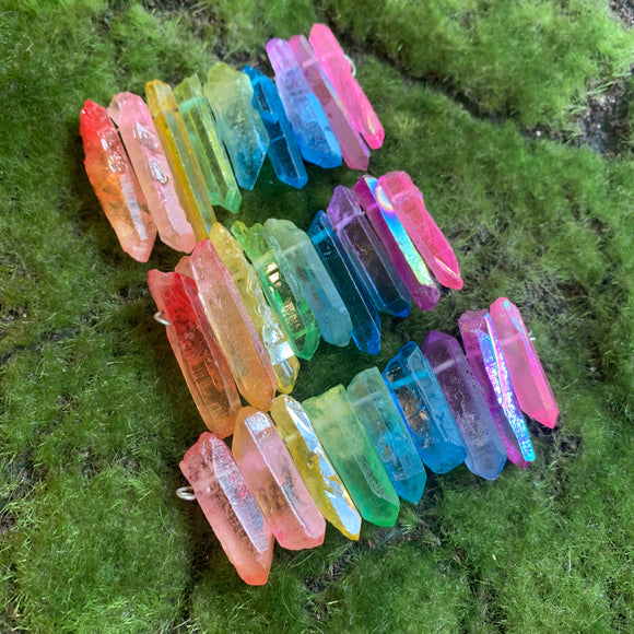 Rainbow Quartz Crystal Point Chakra Set