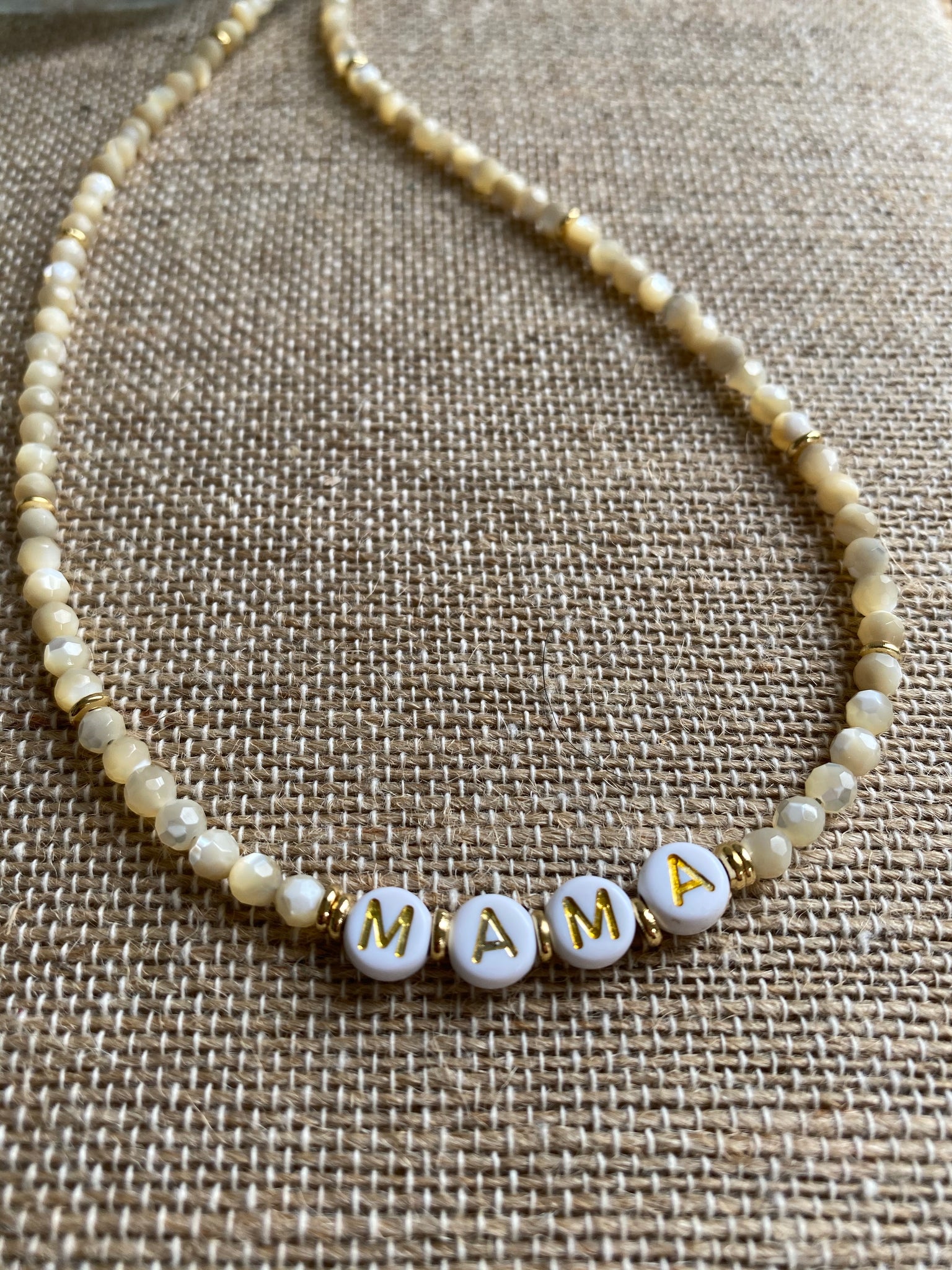 Mama Beaded Necklace Multi Rubber Disk