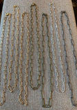 large paperclip chain 18" necklaces in an assortment of colors including antique silver, silver, antique brass, gold and satin gold