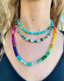 Rainbow gemstone necklace rainbow necklace kit rondelle necklace rondelle beads