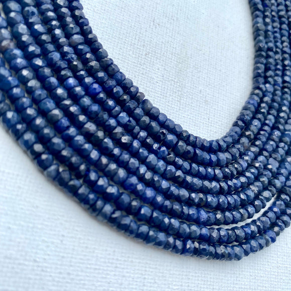 Dyed Sapphire Faceted Rondelle Strand